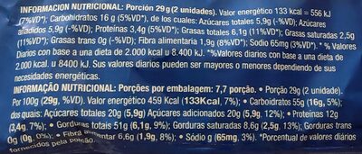 Galletas Integral de Avena con Chips de Chocolate - Nutrition facts - es