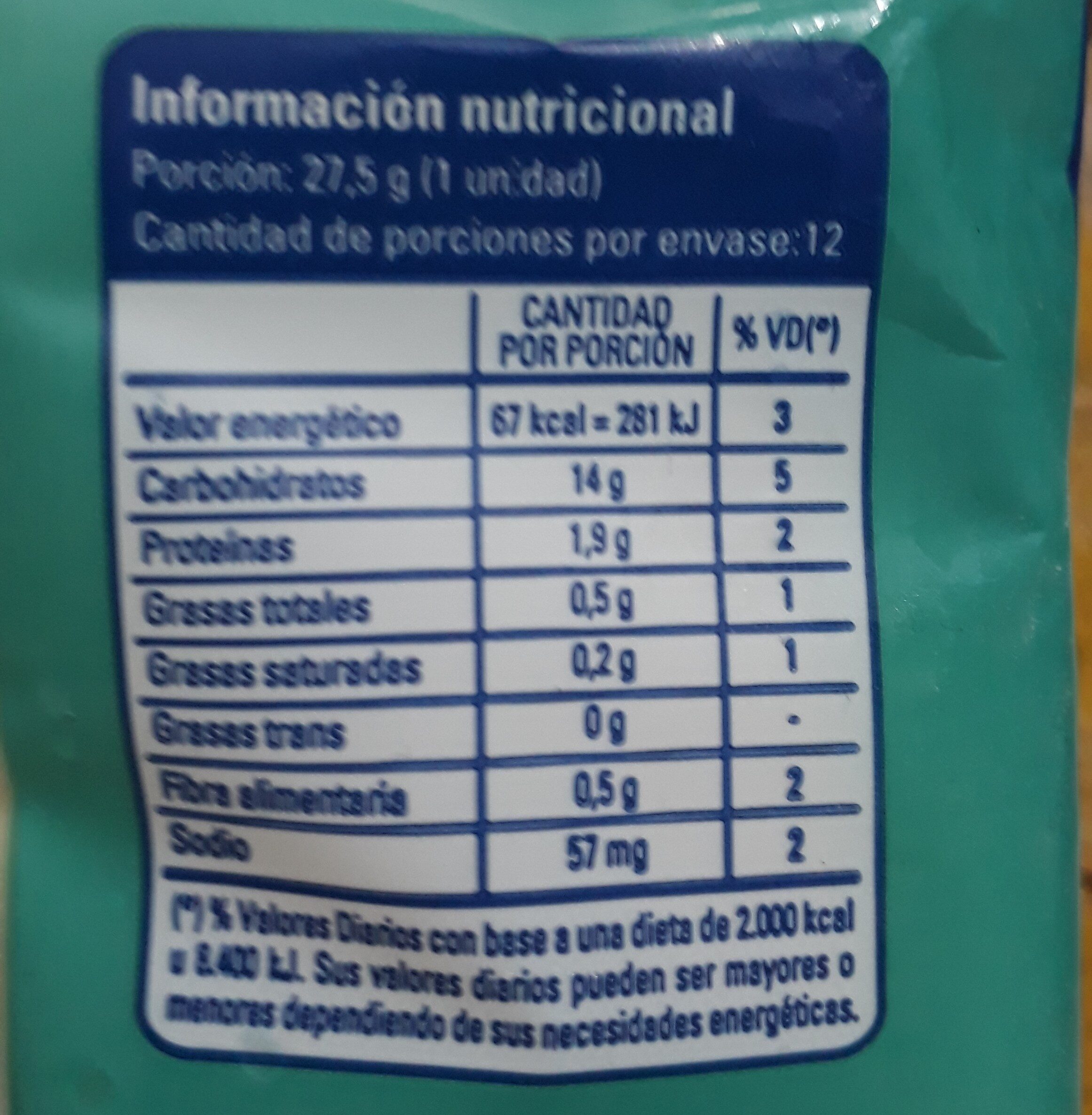 tapas para empanadas de hojaldre - Nutrition facts - es