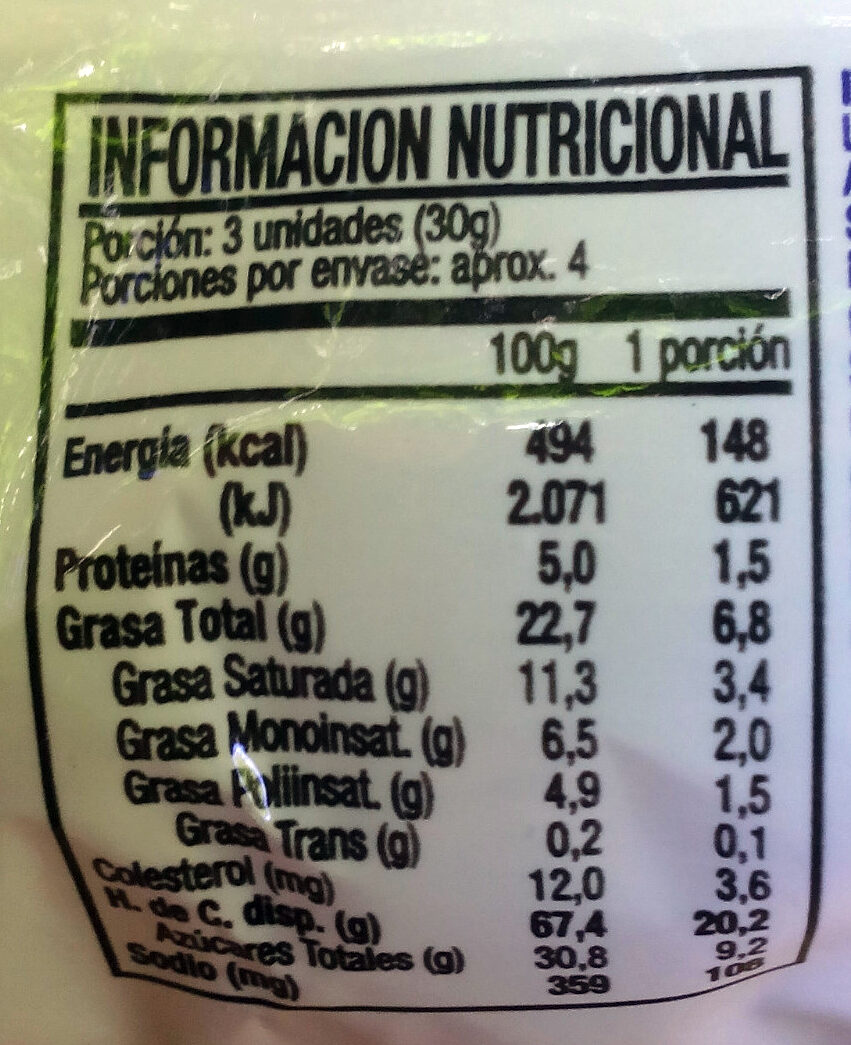 Costa Choco Chips - Tableau nutritionnel - es