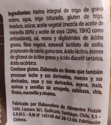 Pan integral - Ingredients - es
