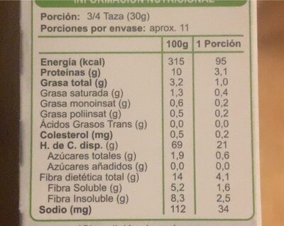 Hojuelas sabor chocolate - Nutrition facts - es