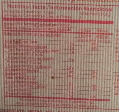 Chocolate 85% - Nutrition facts - es