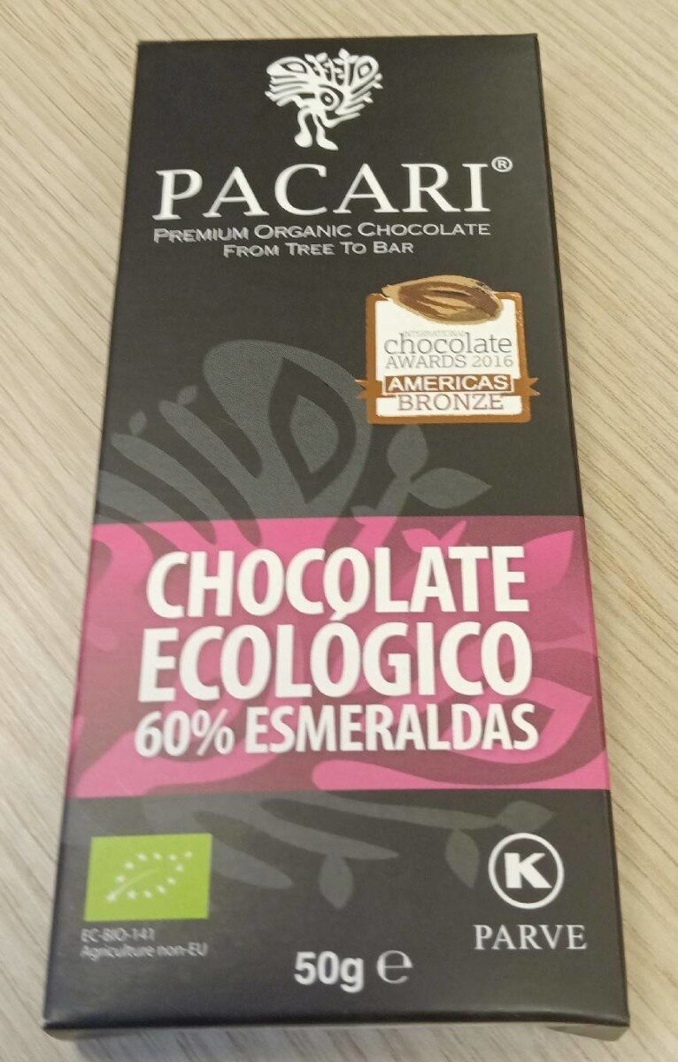 Chocolate ecológico 60% esmeraldas - Product - es