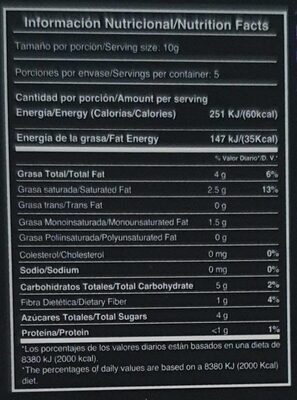 Premium Organic Chocolate - Nutrition facts - fr
