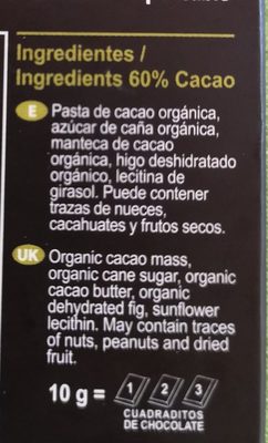 Chocolate negro orgánico con higo - Ingredients - fr