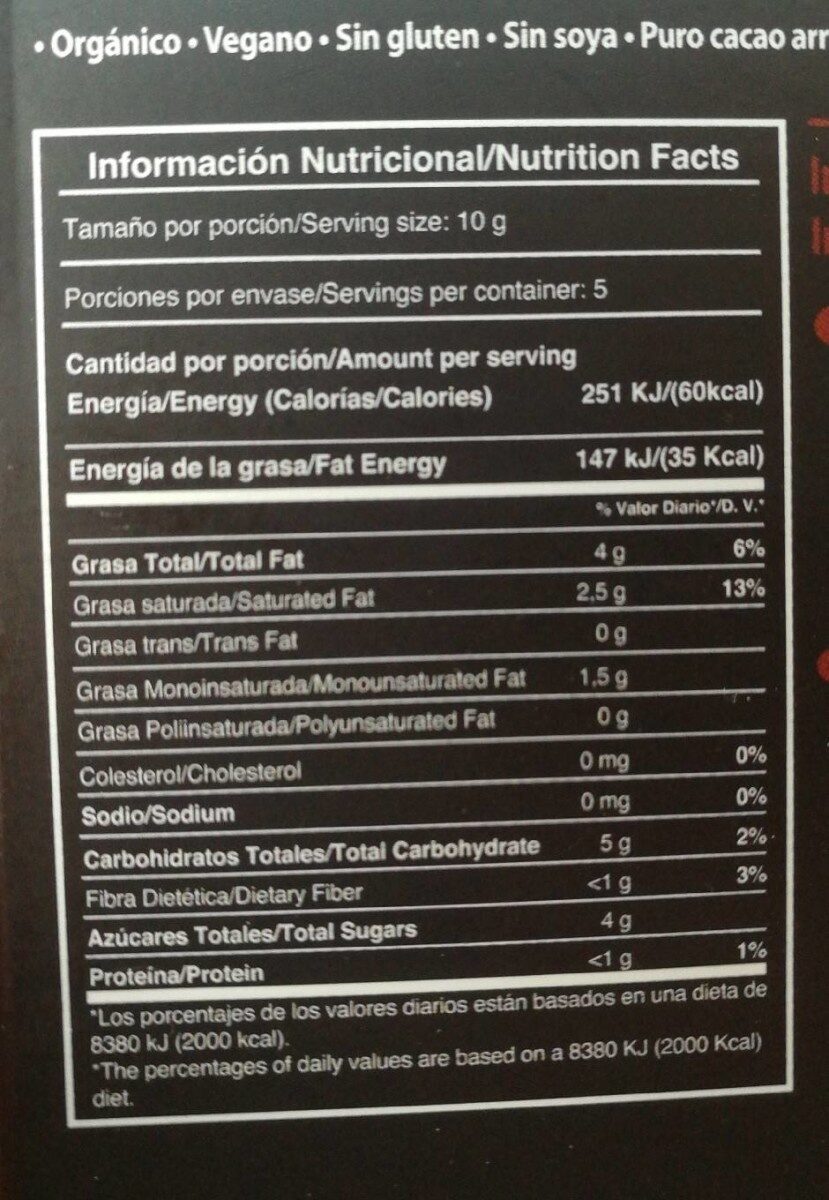 Barras De Chocolate 60% Cacao Con Cereza - Nutrition facts - fr