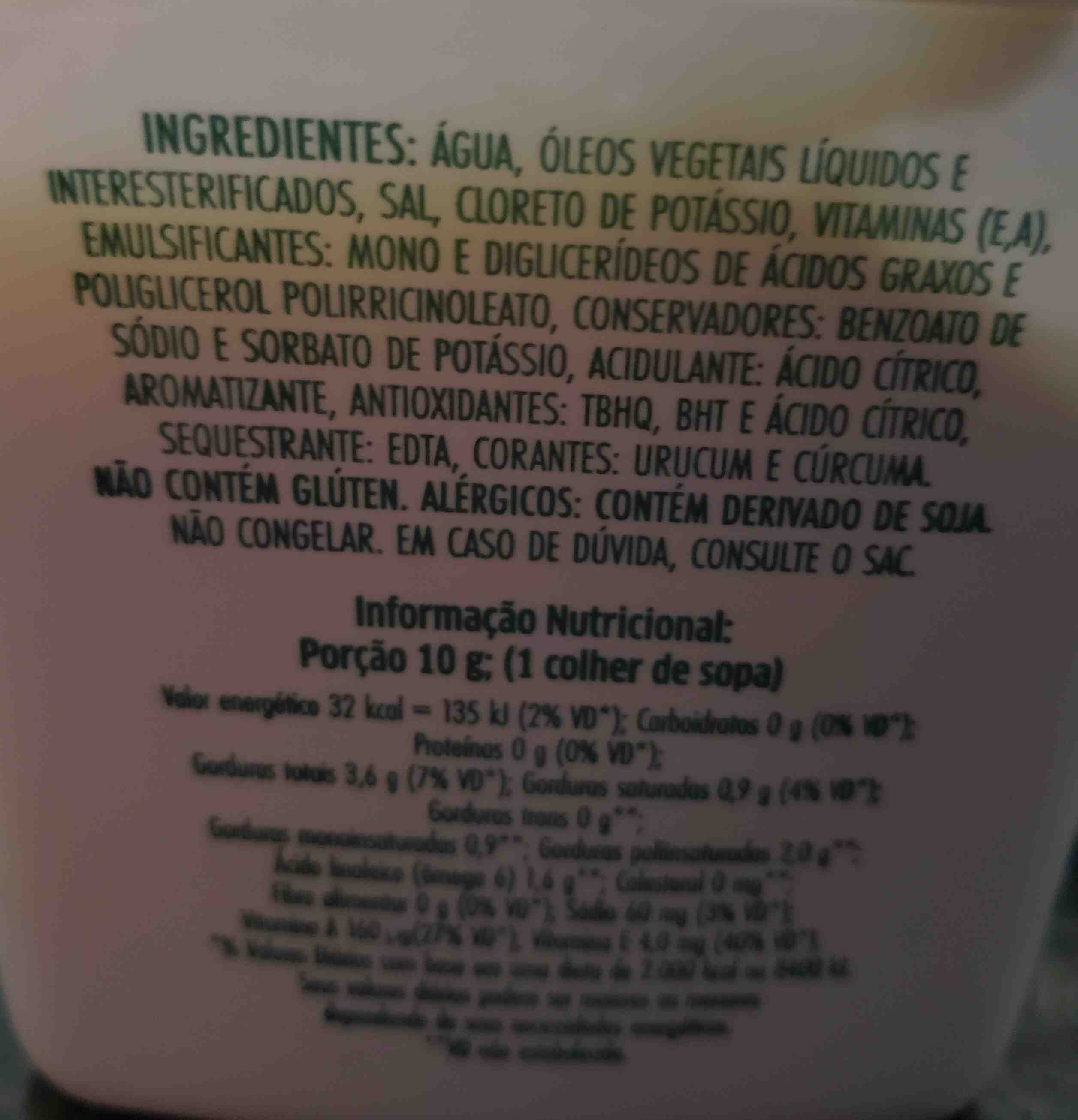 Creme Vegetal Becel Ômega 6 - Ingredients
