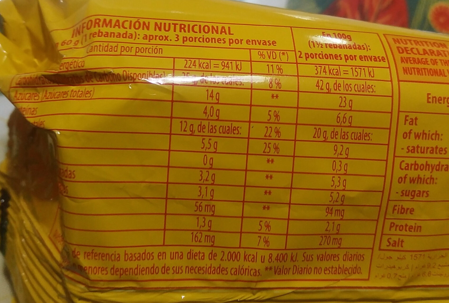 Budín sabor Marmolado - Nutrition facts - es
