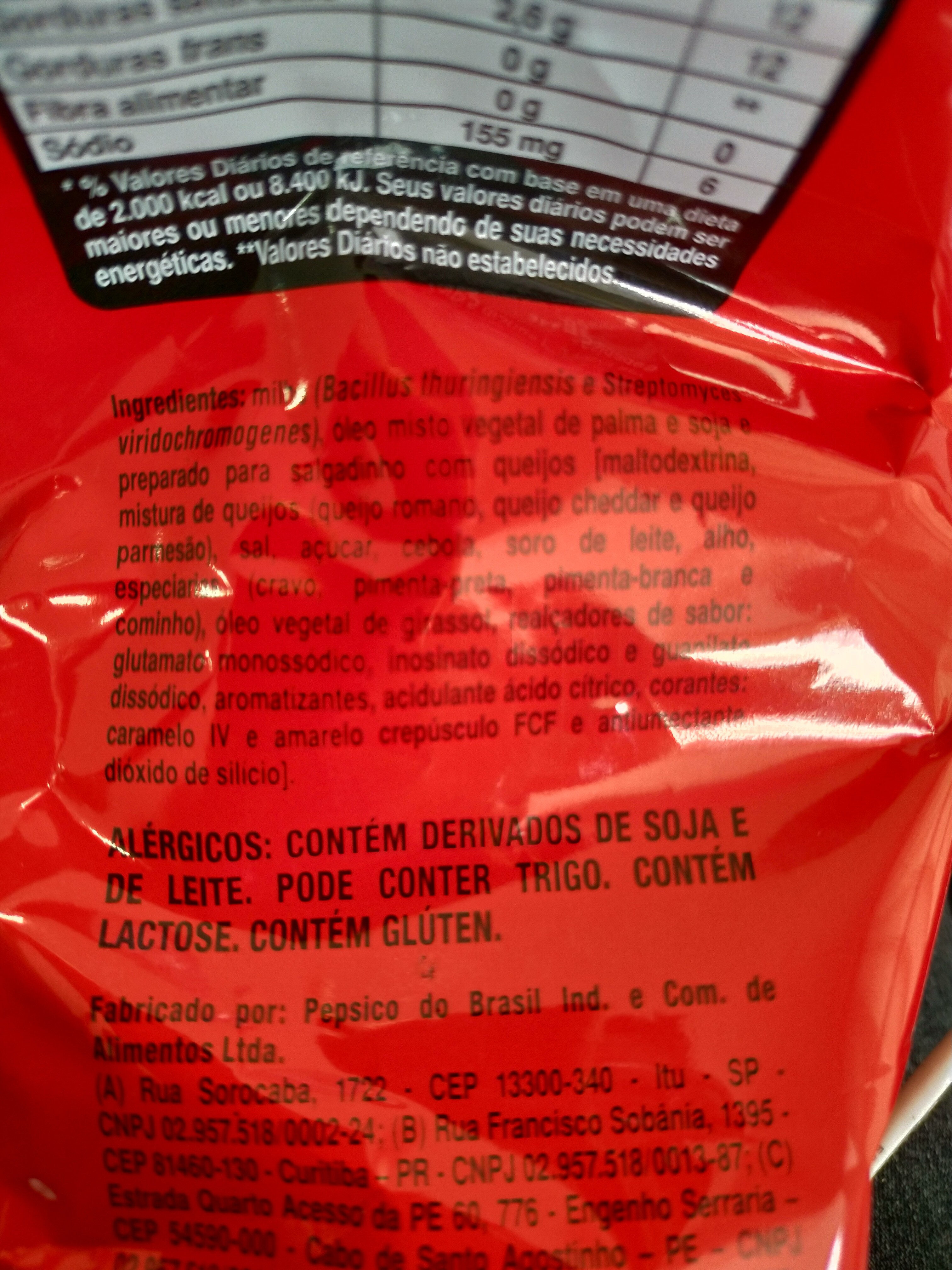 Salgadinho De Milho Queijo Nacho Doritos Pacote 84g - Ingredientes