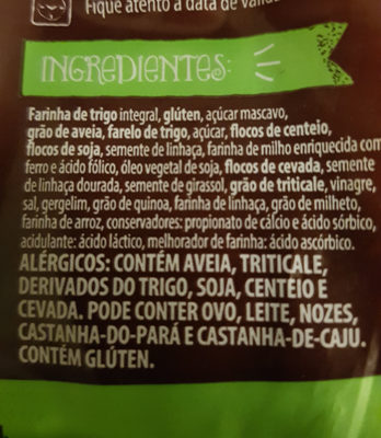 Pão Integral 14 Grãos Nutrella Pacote 450g - Ingredientes