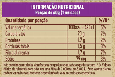 WRAP Tradicional - Información nutricional - pt