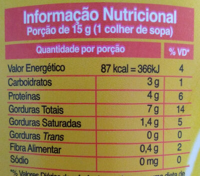 Pasta de amendoim integral - Nutrition facts - pt