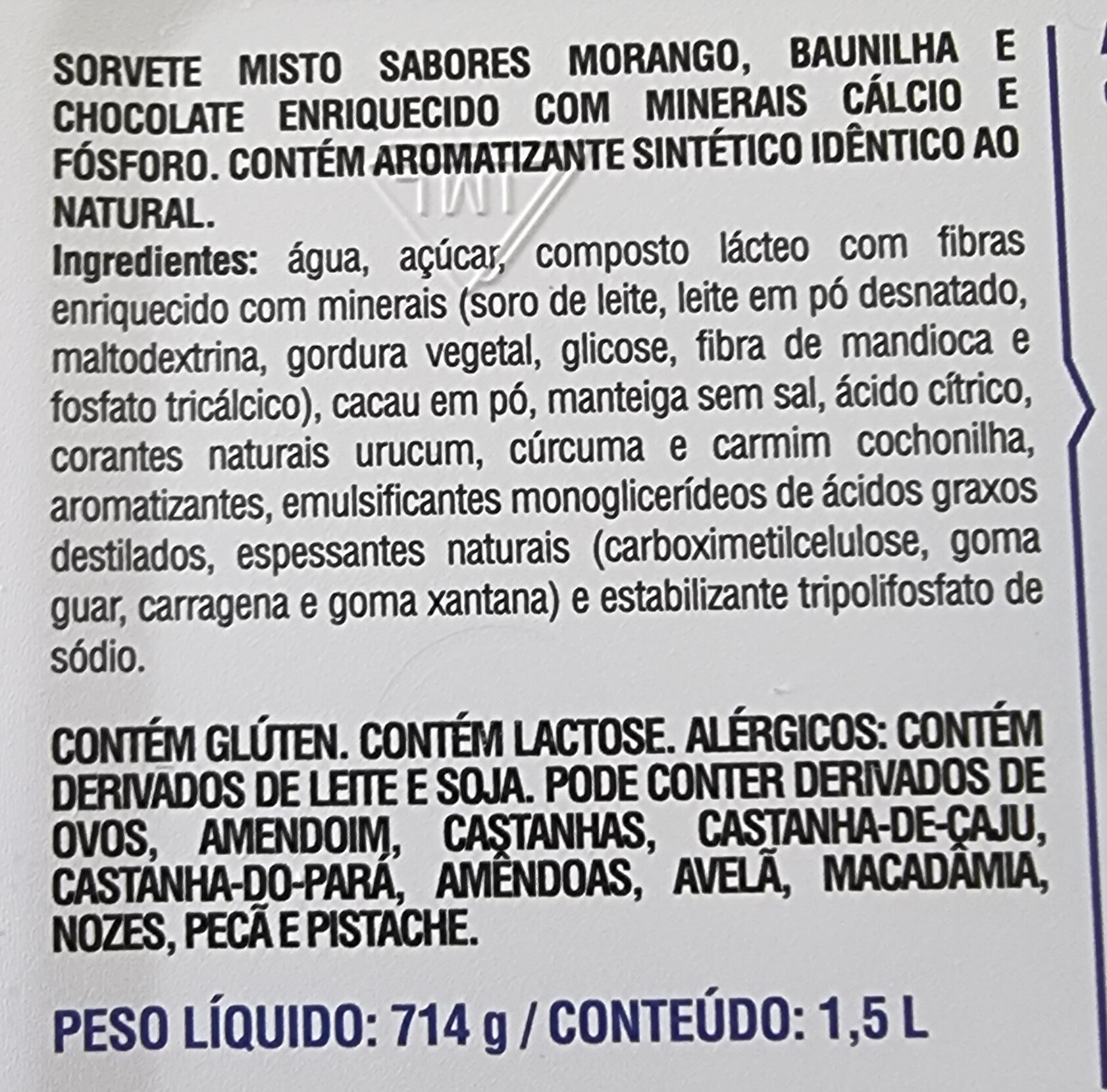Sorvete Napolitano - Ingredientes