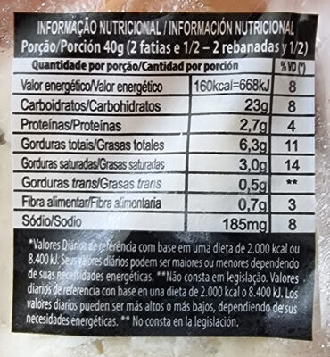 Pão de Alho Baguete Levemente Picante - Nutrition facts - pt