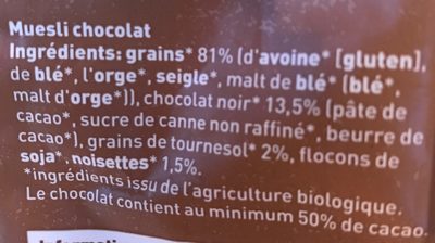 Muesli Chocolat - Ingredients - fr