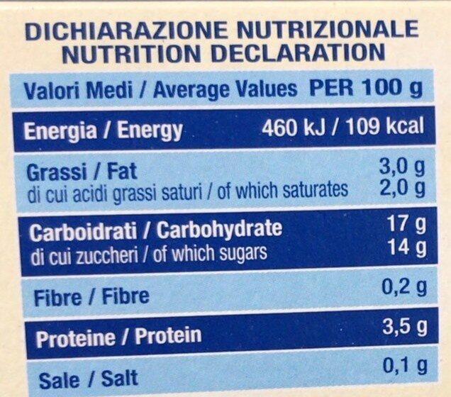 Budino alla vaniglia - Nutrition facts - it