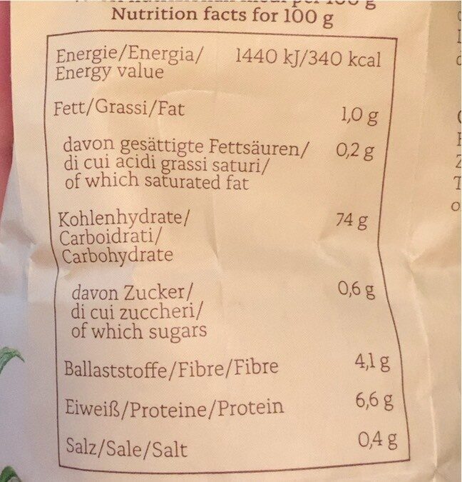 Polenta - Nutrition facts - it