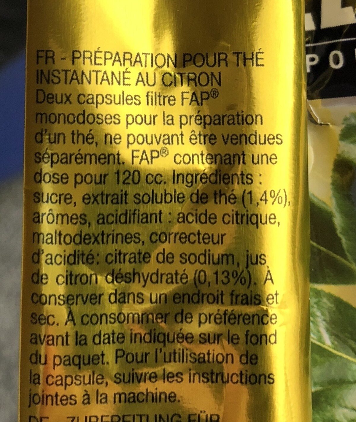 Thé Citron - Ingrédients