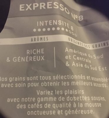 Café dosettes Espresso n°8 Carte Noire - Ingredienser - fr