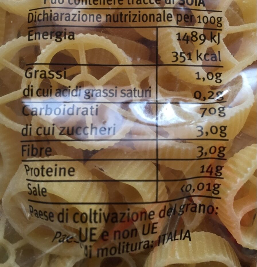Ruote - Nutrition facts - it
