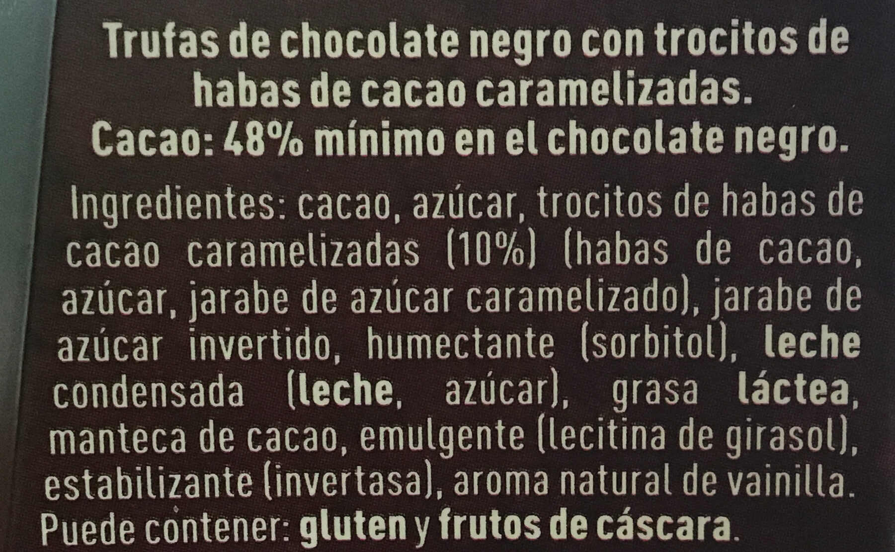 Les fondants chocolat noir fèves de cacao - Ingredientes