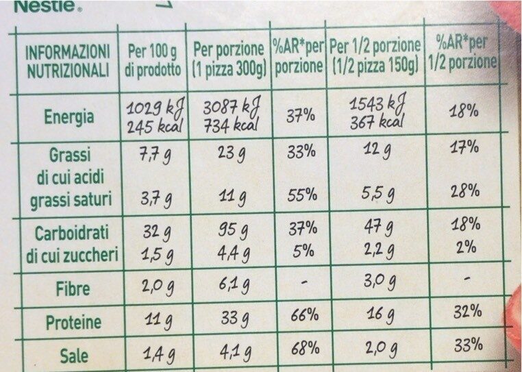 Bella napoli - Nutrition facts - it