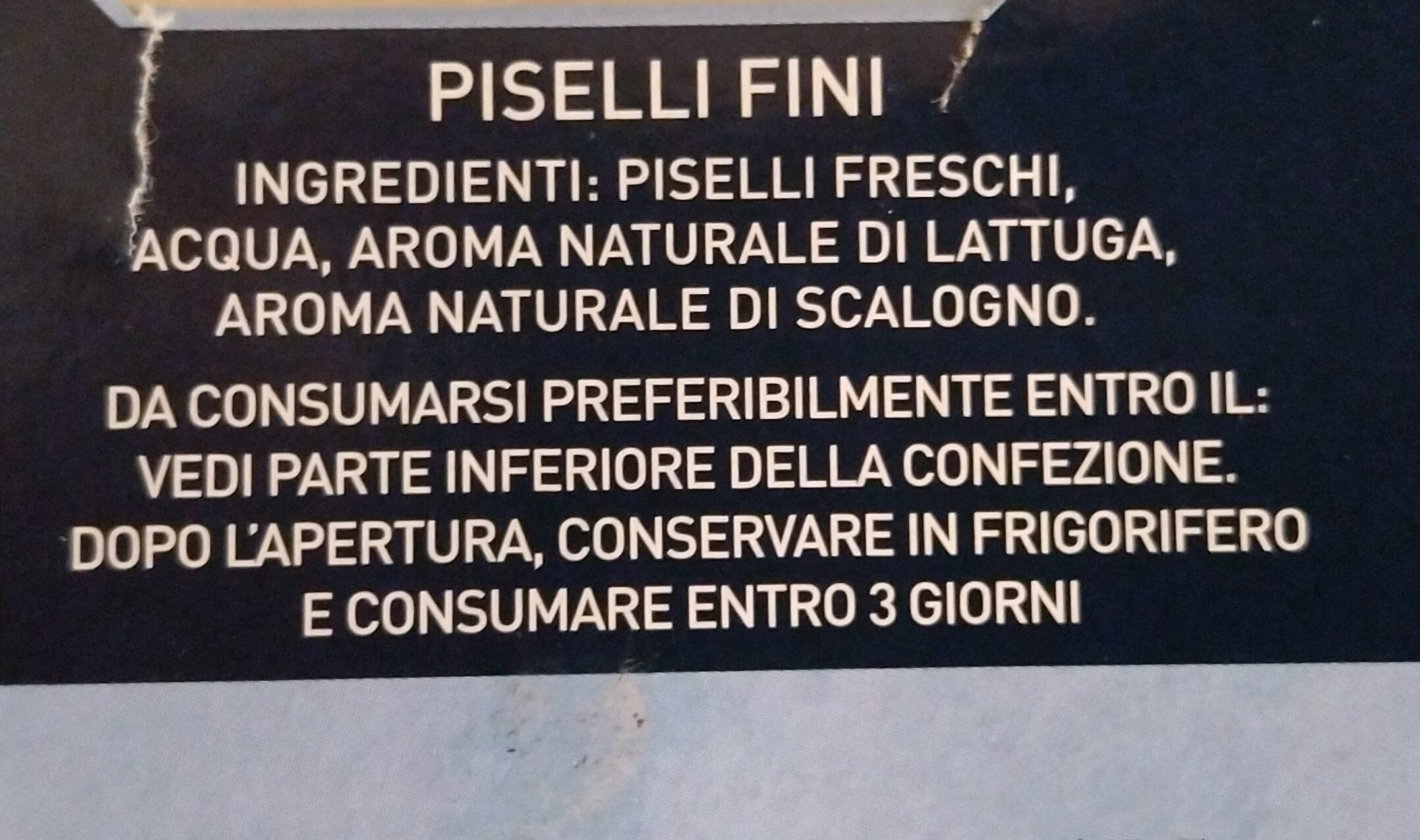 Piselli Fini - Ingredienti