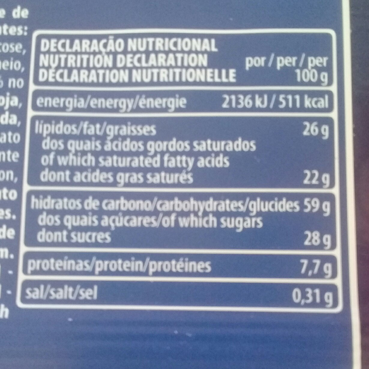 Classic Cremkakao - Nutrition facts - fr