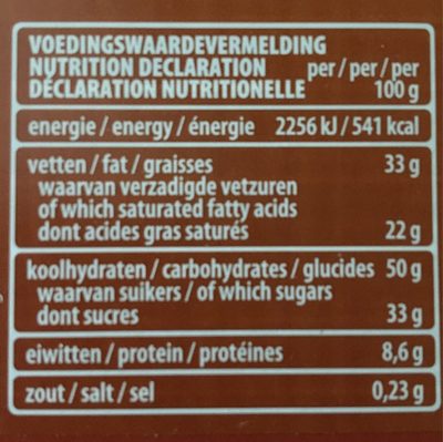 Choco & Nuts 25GX4 - Nutrition facts - fr