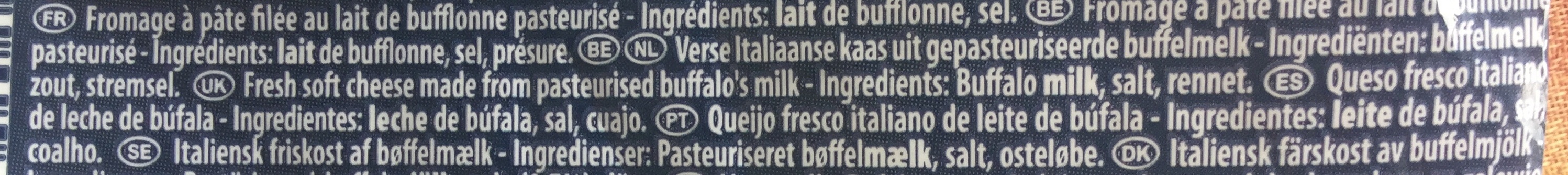 Mozzarella di Latte di Bufala - Ingrediënten
