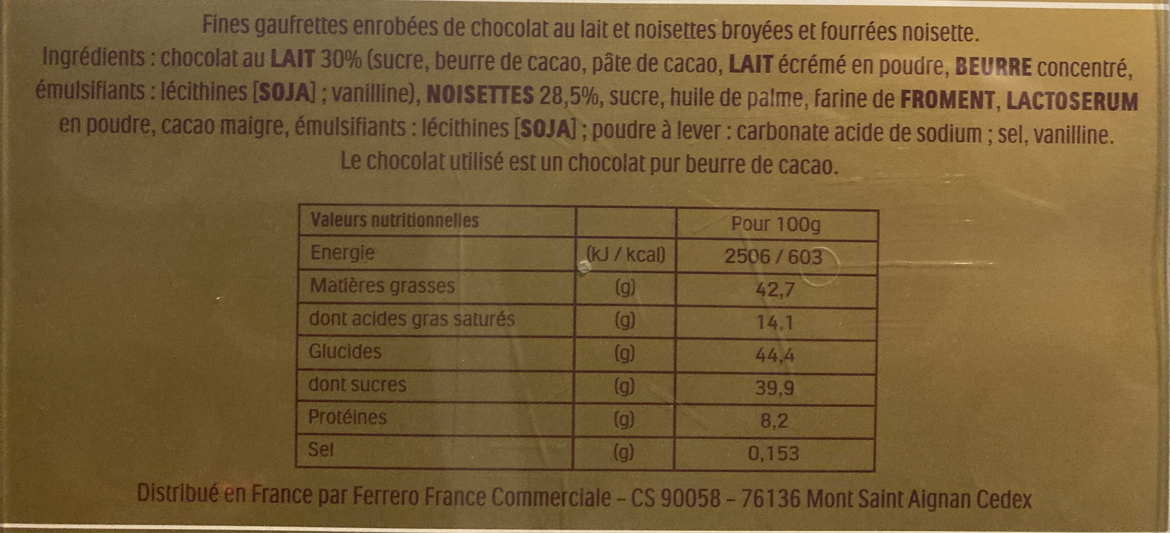 Ferrero rocher - Informació nutricional - fr