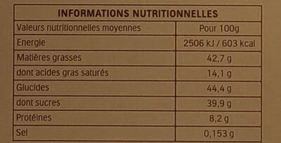 Boîte cadeau Ferrero Rocher Chocolats pralinés x 42 - Nutrition facts - fr