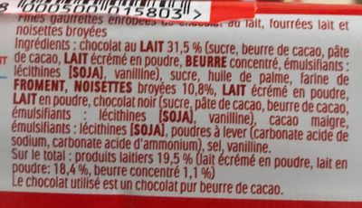 Barre Chocolatée Kinder Bueno Chocolat au Lait x5 - 215g - Ingrédients