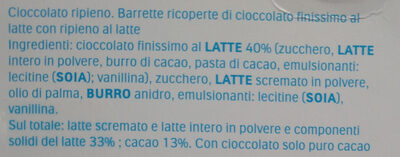 Kinder Cioccolato La Barrettona - Ingredienti