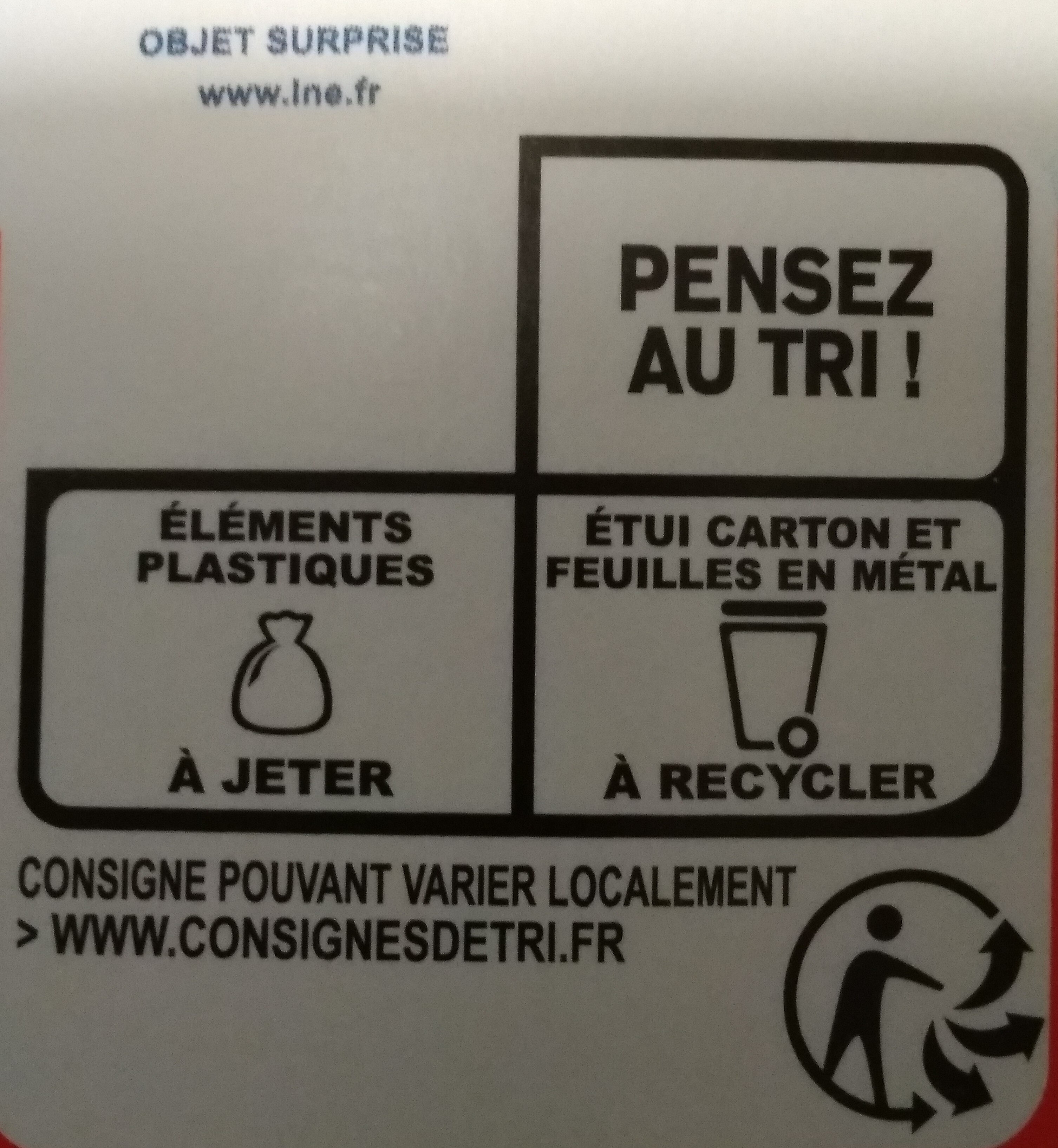 Kinder Surprise - Instruction de recyclage et/ou informations d'emballage