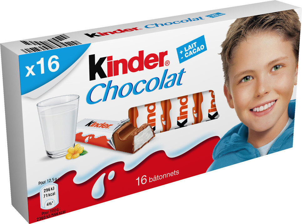 Tablette Kinder Chocolat Chocolat au Lait x16 -200g - Instruction de recyclage et/ou informations d'emballage