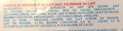 Kinder Chocolat x12 barres - 150g - Ingrédients