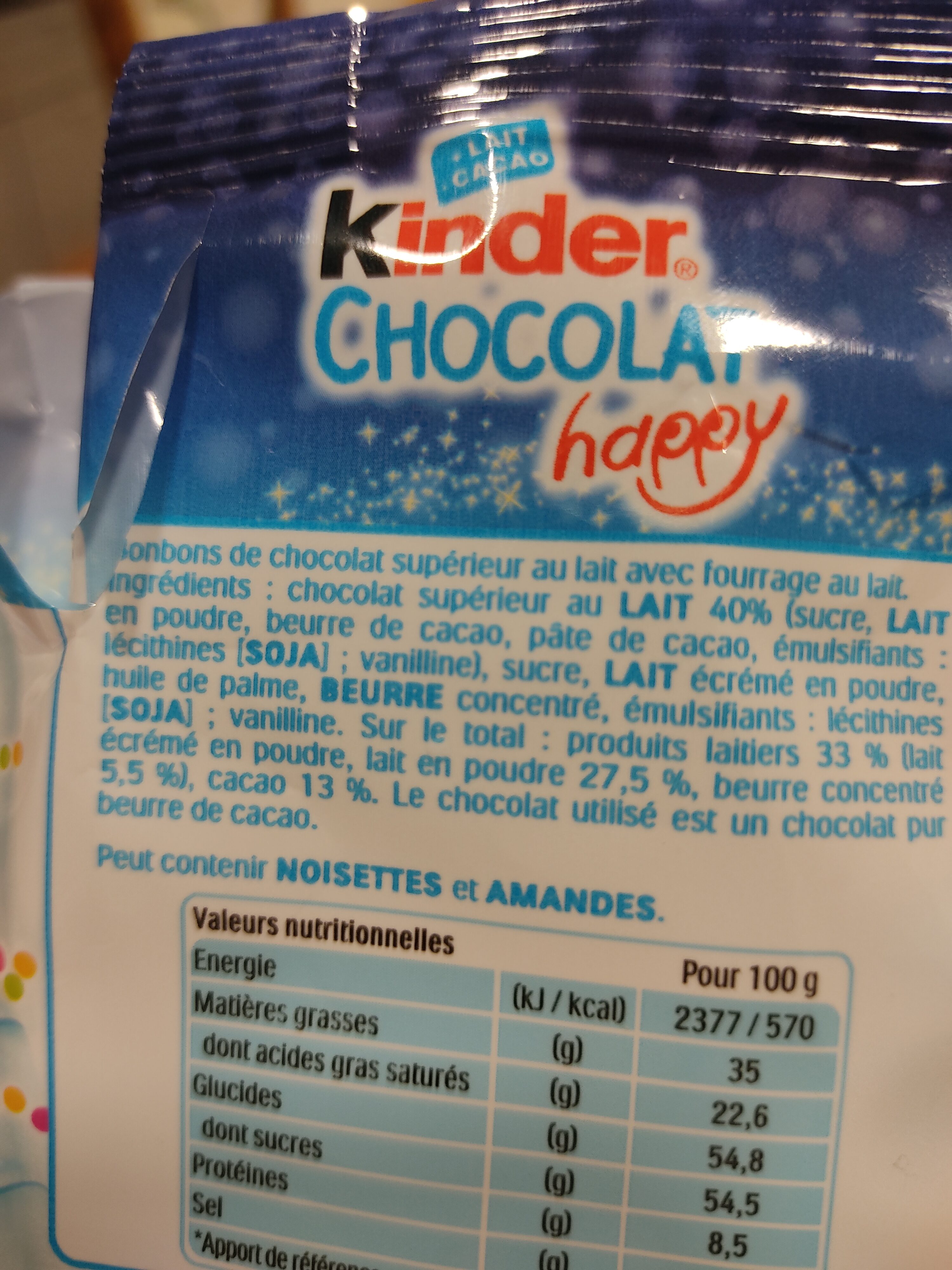 Kinder chocolat medaillon sachet de 102g - Ingredients - fr