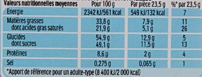 Barre Chocolatée Kinder Country Céréales chocolat x4 - 94g - Tableau nutritionnel