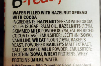 NutellaB-ready - Ingredients