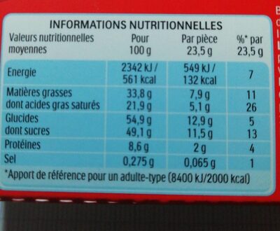 Kinder Cereali - Tableau nutritionnel