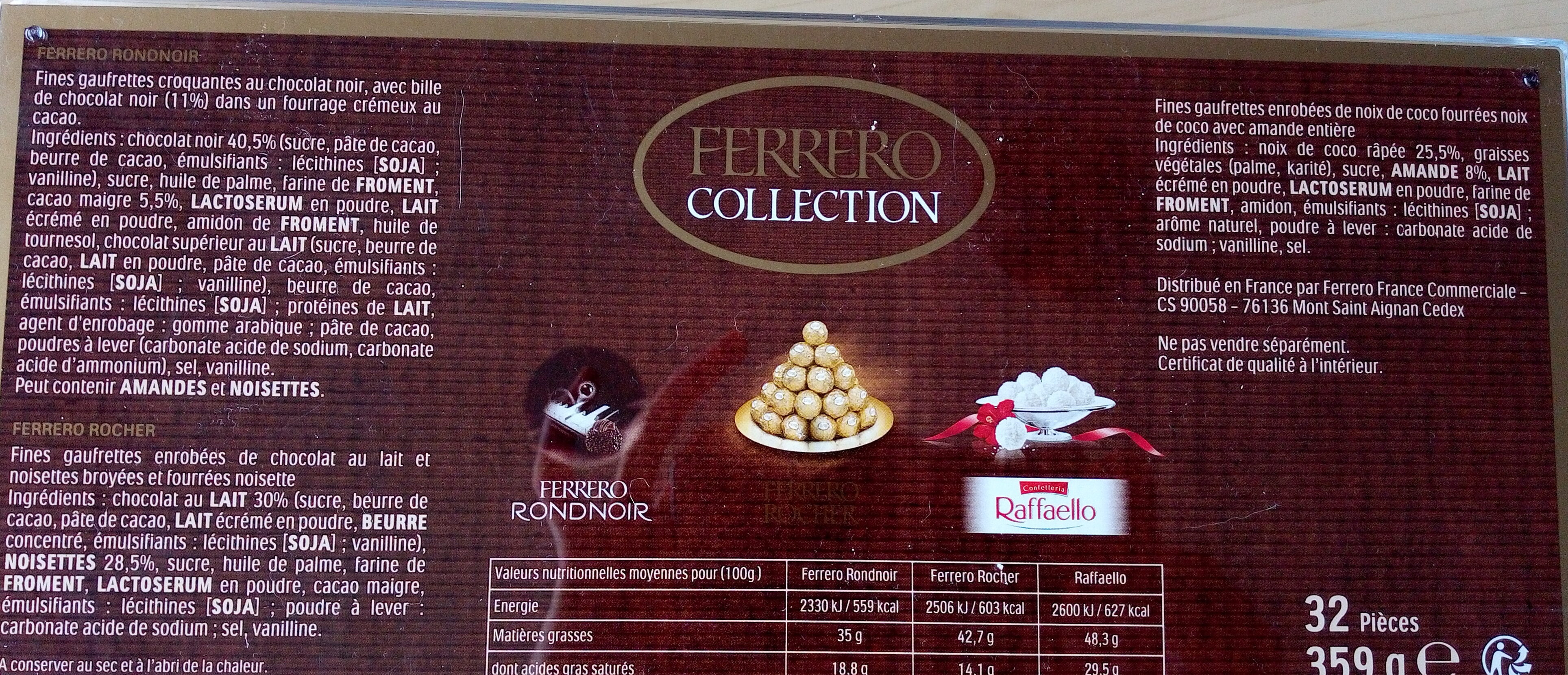 Ferrero collection assortiment de chocolats boite de 32 pieces - Ingrédients