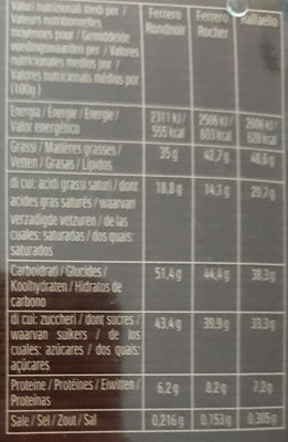 Ferrero Collection - Nutrition facts - fr