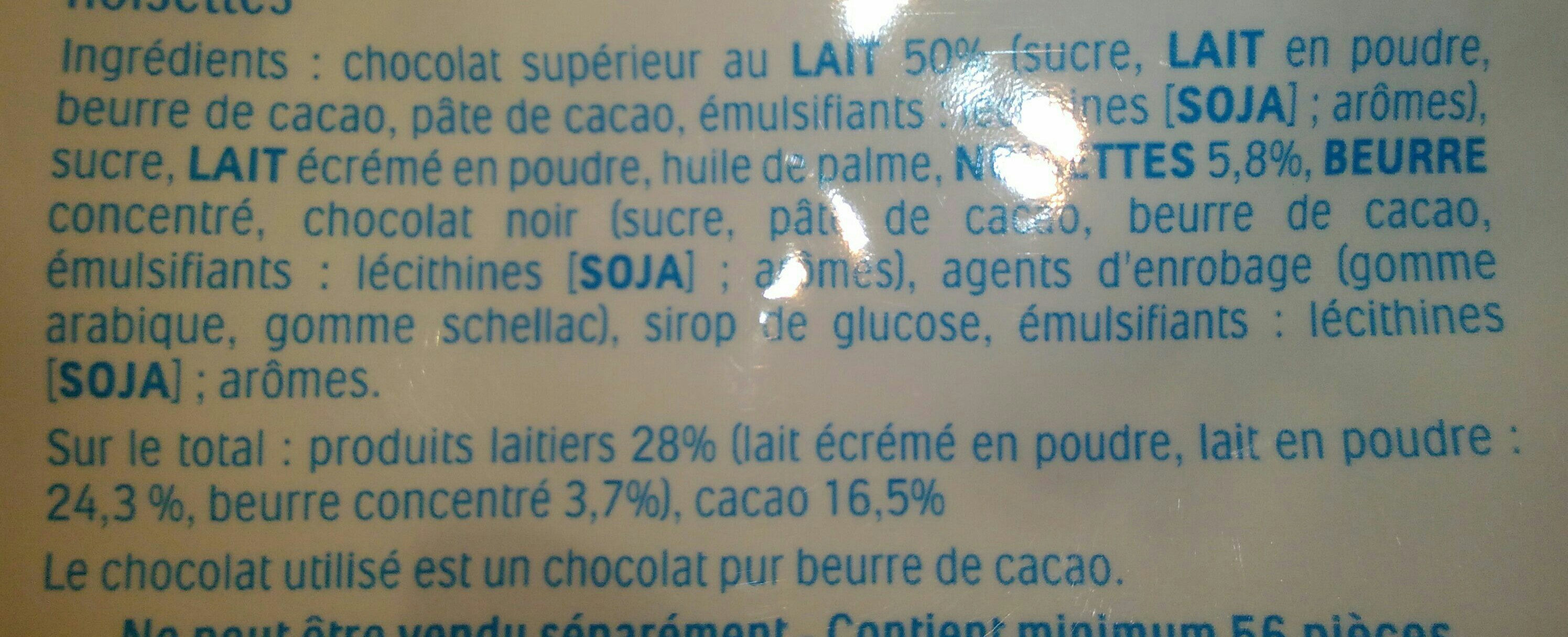Bonbons Kinder SchokoBons Chocolat au lait - 350G - Ingredients - fr