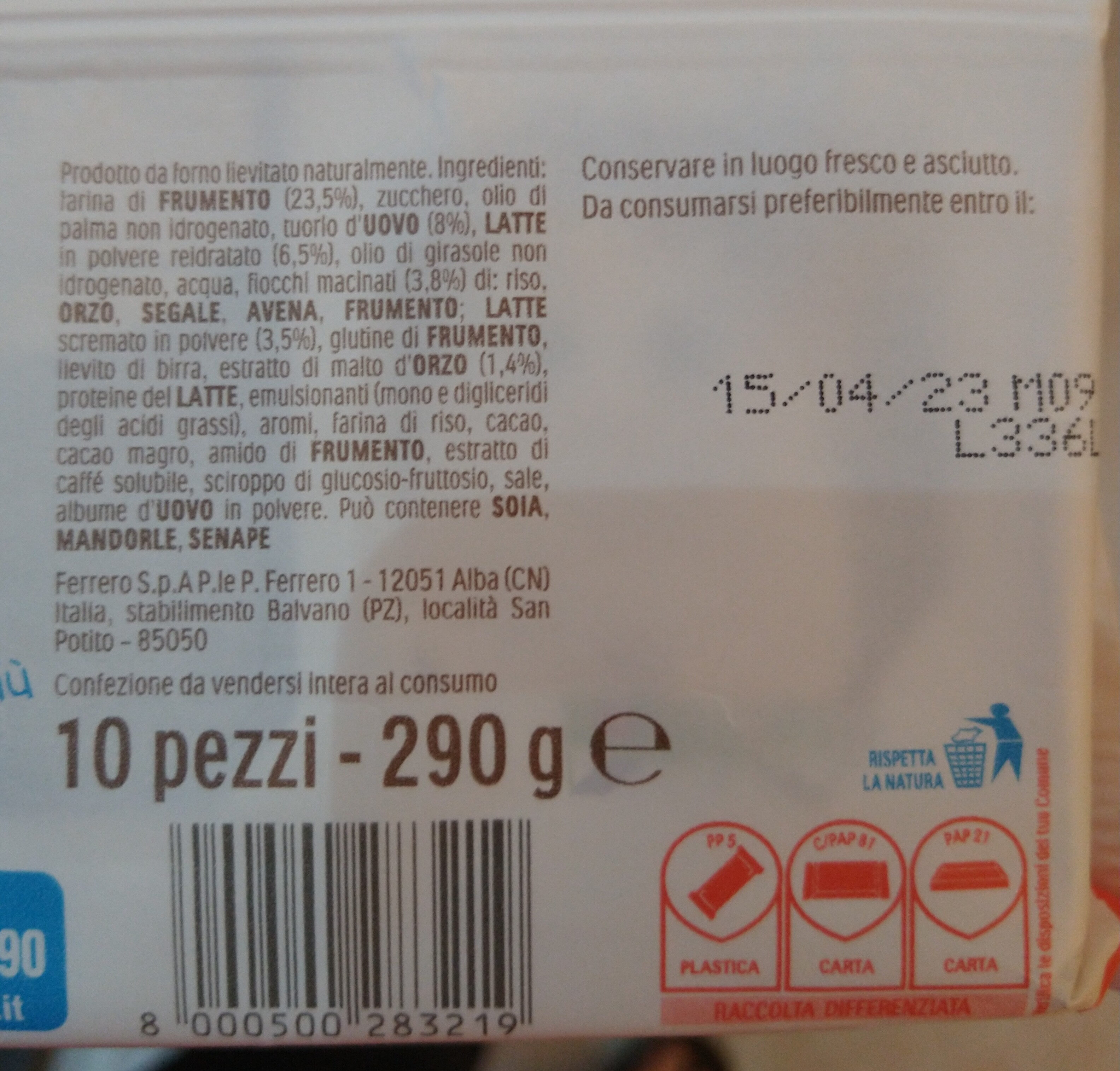 Colazione più con 5 cereali - Recycling instructions and/or packaging information - it