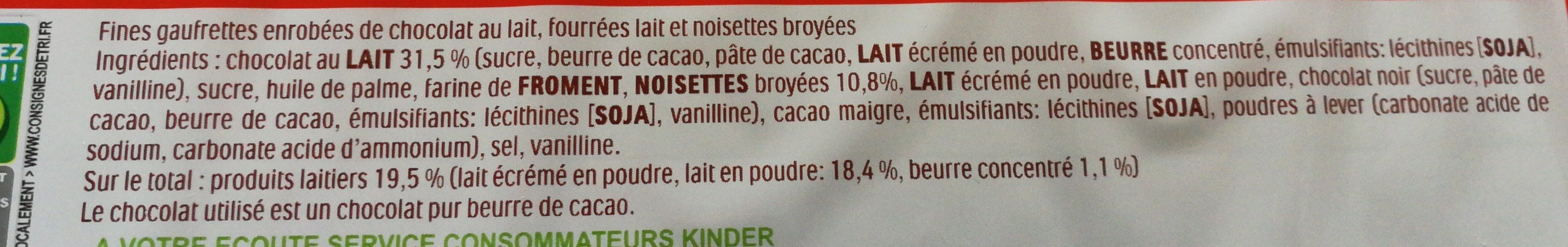 Barre Chocolatée Kinder Bueno Chocolat au Lait x10 - 430g - Ingrédients