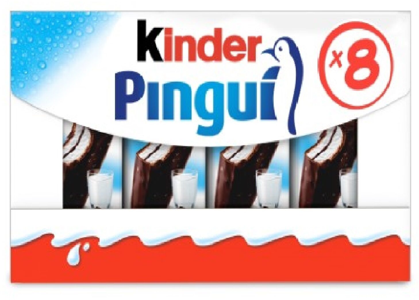 Kinder pingui gouter frais genoise avec chocolat noir extra, fourree lait et cacao t8 pack de 8 etuis - Prodotto - en