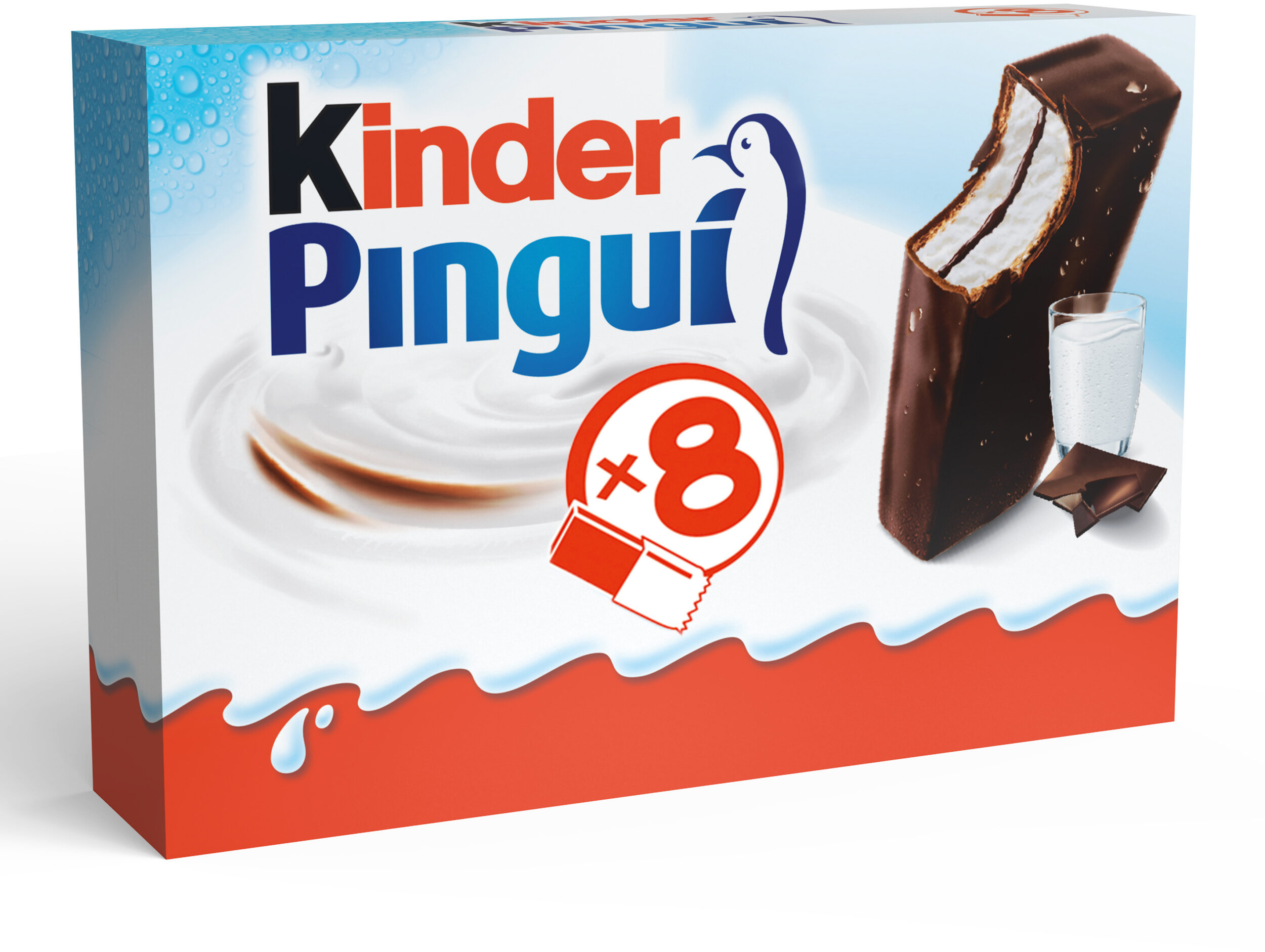 Kinder pingui gouter frais genoise avec chocolat noir extra, fourree lait et cacao t8 pack de 8 etuis - Produit