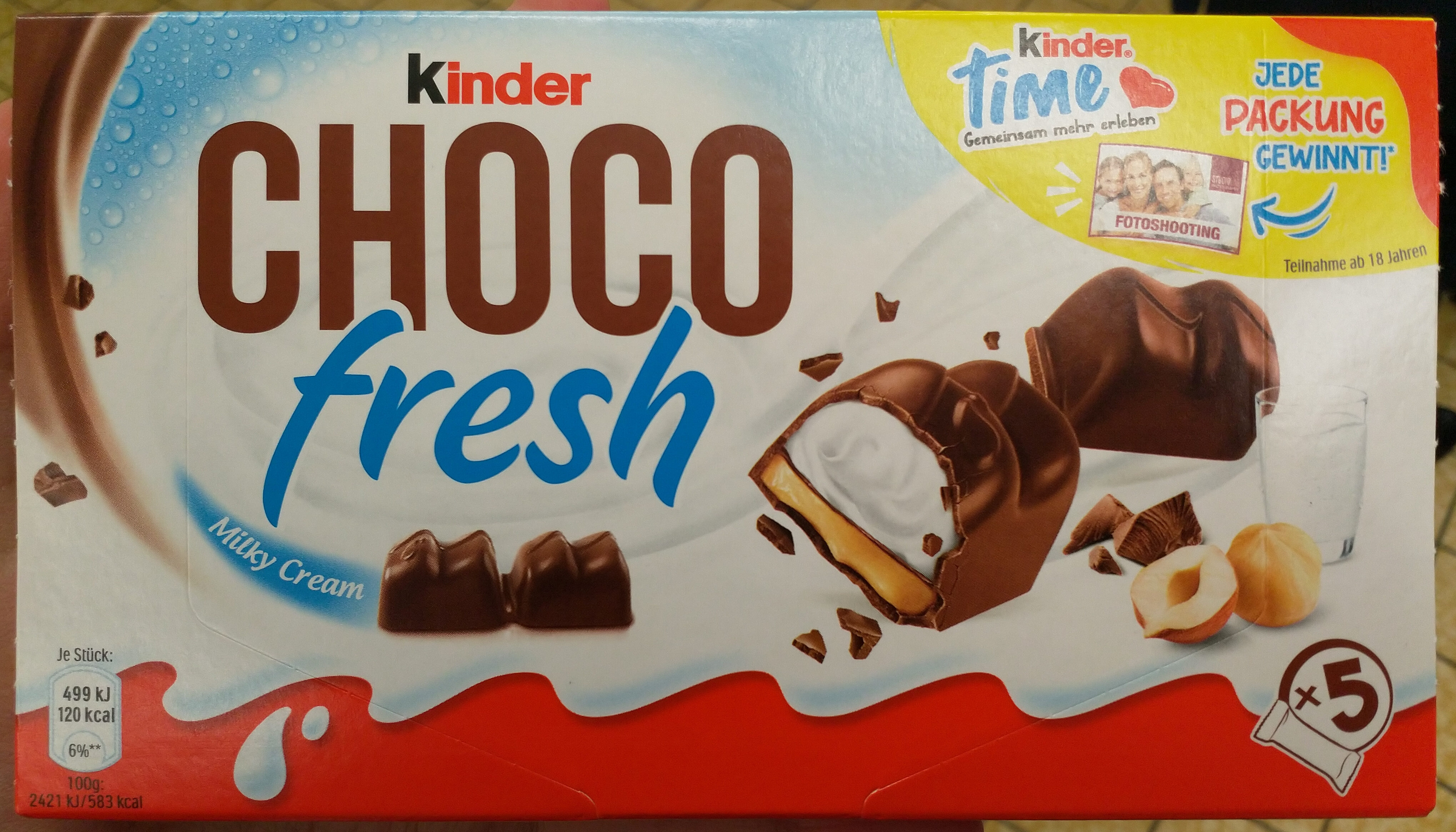 Chocolat Kinder Chocofresh fourré lait noisette x5 - Produkt
