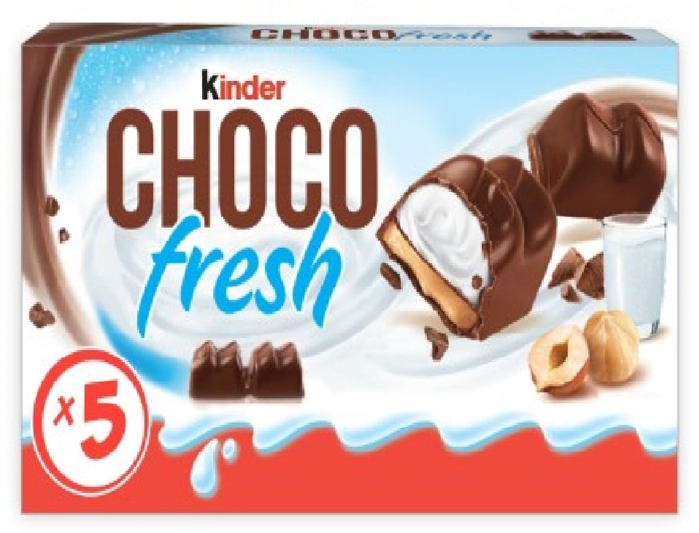 Chocolat Kinder Chocofresh fourré lait noisette x5 - Produit